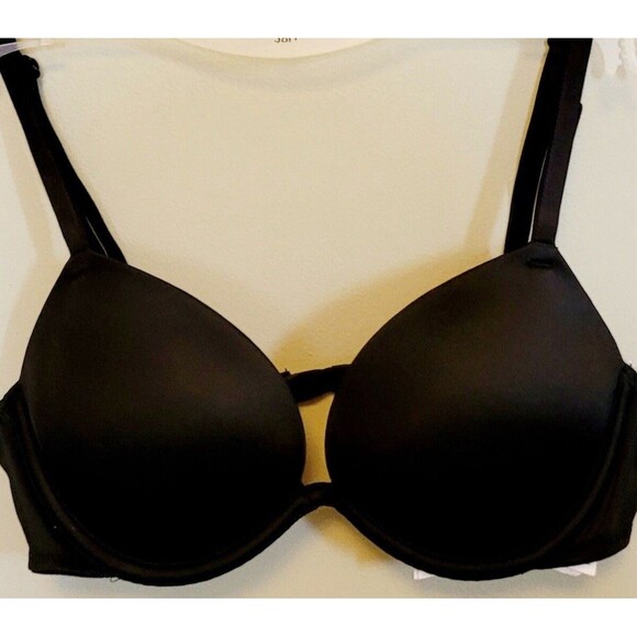 Victorias Secret PINK Wear Everywhere Padded Super Push Up Bra 34DD Black - Picture 1 of 10